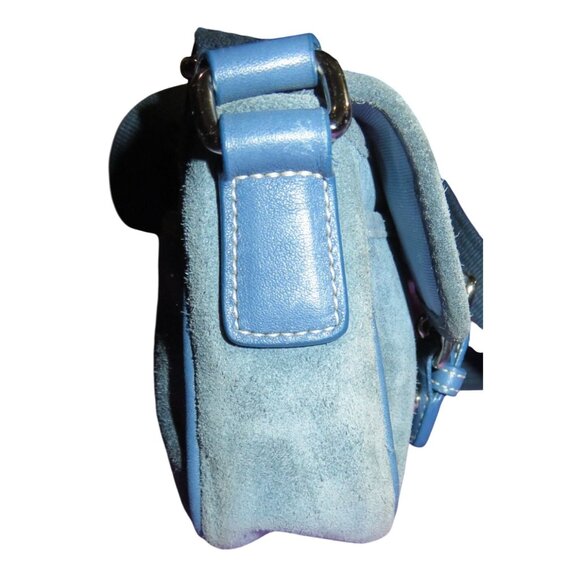 Coach 2004 Blue Suede & Leather Double Buckle Flap Closure Crossbody Bag - Picture 5 of 14
